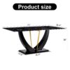 Modern Minimalist Luxurious Imitation Marble Dining Table Rectangular Office Desk With Tempered Glass - Black - Image 12