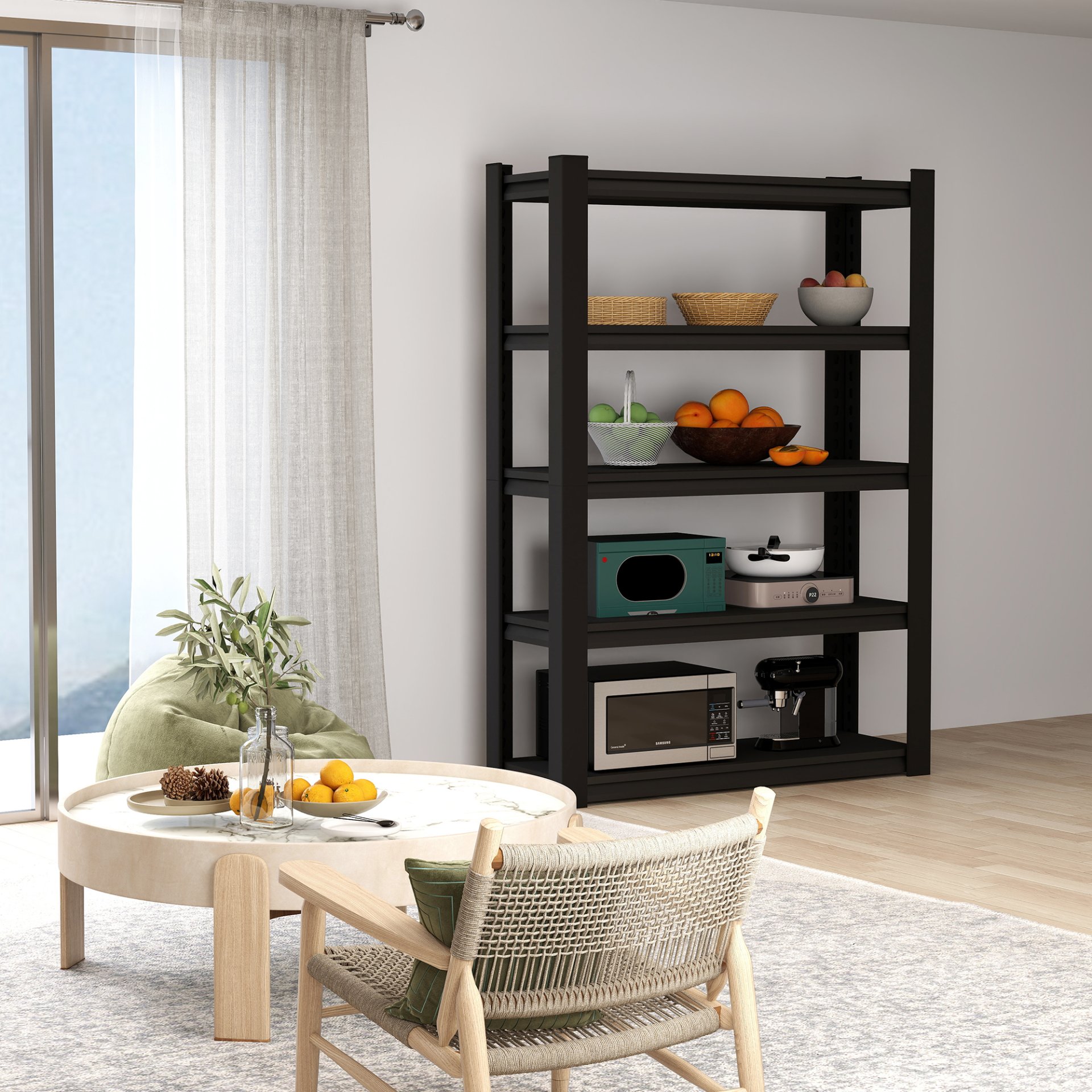 Storage Shelves 5 Tier Heavy Duty Shelving Unit Adjustable Shelving Units And Storage Rack - Dark Gray - Image 14