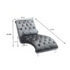 Velvet Chaise Lounge Indoor, Button Tufted Upholstered Chaise Lounge Chair With Pillow - Silver - Image 4