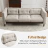 Upholstered Sofa Modern 3 Seater Sofa Couch With Tufted Design For Living Room - Grayish Beige - Image 14