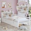 Twin Size Bed With Headboard Storage Rack, 2 Under Bed Drawers, 3 - Side Guardrails For Safety And Security - White - Image 6