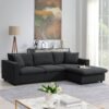 Modern Sectional Sofa With Throw Pillows, Cloud L Shaped Couch Set With Wide 4 Seat Comfy Couch Set With Movable Ottoman - Black - Image 18