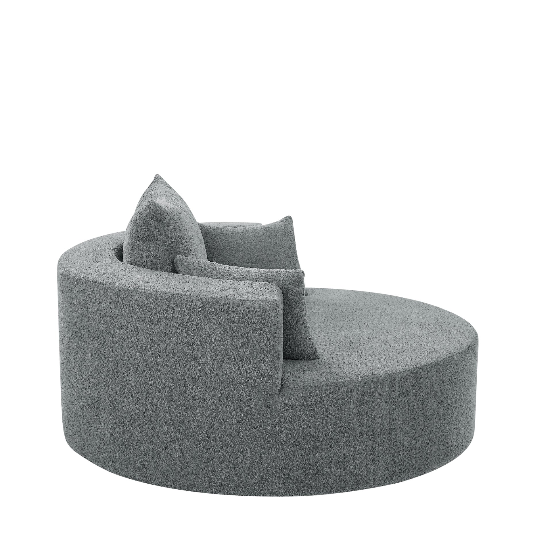 360° Swivel Chair Accent Barrel Chair Swivel Round Sofa Chair With 3 Removable Pillows For Living Room, Office And Hotel - Gray - Image 19