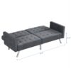 Futon Sofa Bed Convertible Folding Lounge Couch, Armrests - Dark Gray - Image 15