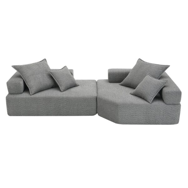 Oversized Modular Sectional Sofa, Luxury Boucle Floor Couch Set, Convertible Sleeper Couch, Spacious Foam-Filled Sofa Bed, 2 Piece Free Combination - Gray