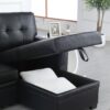 Lexi - Vegan Leather Modern Reversible Sleeper Sectional Sofa With Storage Chaise - Black - Image 3