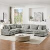 Oversized Sectional Sofa U - Shaped Sofa Couch Modern Sofa Upholstered In Soft Corduroy With A Chaise Lounge For Living Room - Gray - Image 14