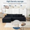 Modern L Shaped Sectional Couch With Memory Foam And Steel Frame - Black - Image 2