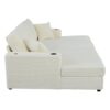 Oversized Loveseat Chaise Lounge Sectional Sofa Bed Corduroy Sleeper Sofa With 2 USB Ports, 2 Cup Holders And 2 Throw Pillows For Living Room And Bedroom - Beige - Image 15