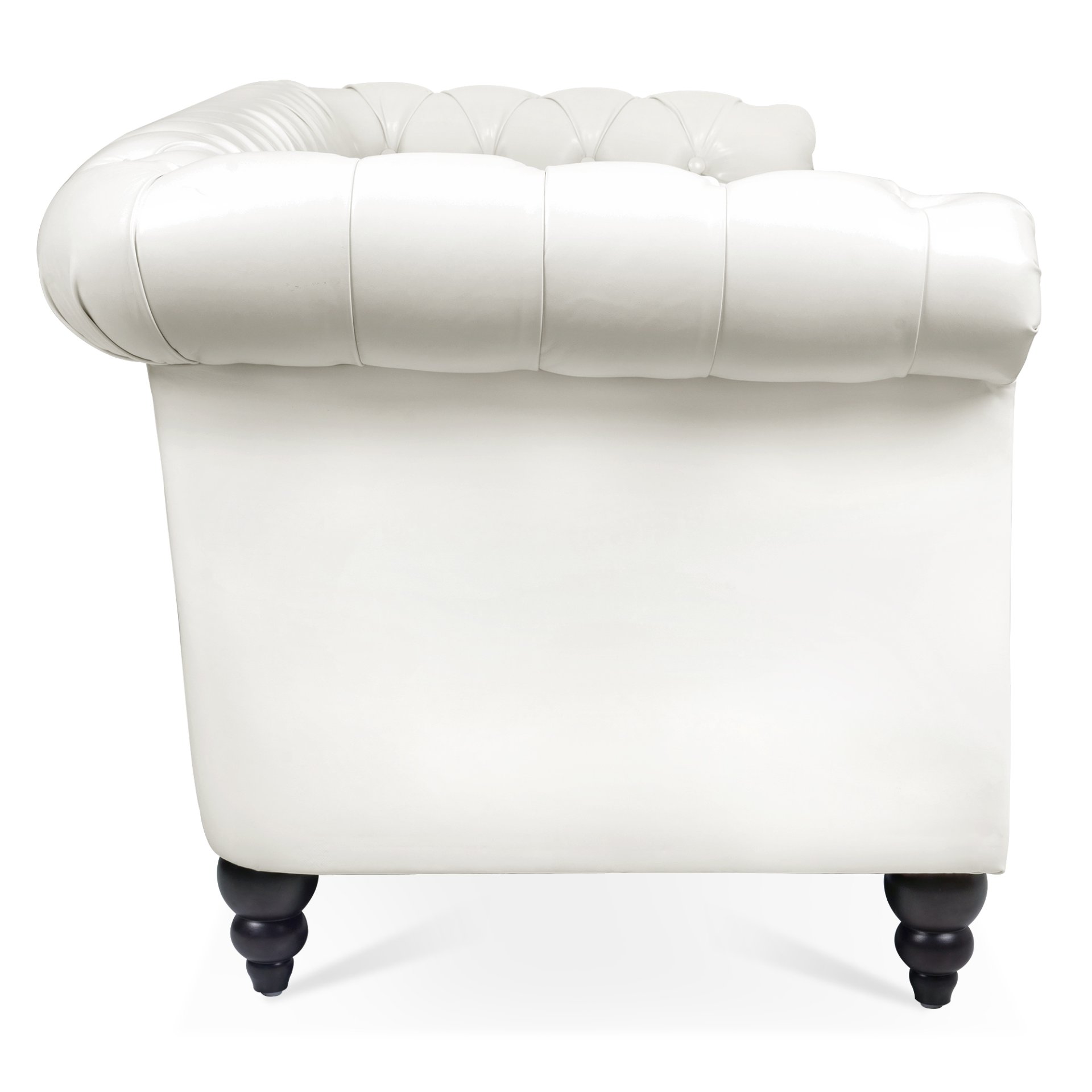84.65" Rolled Arm Chesterfield 3 Seater Sofa - White - Image 7