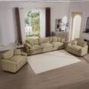 Luxurious Sophisticated Sofa Set With Soft Cushions Including 2 Single Sofas And A 3 Seater - Tan - Image 14