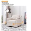 360 Degree Swivel Armchair Cotton Linen Skin - Friendly Fabric Ergonomic Design Brass Nail Decorative Armchair Living Room Chairs Bedroom Chairs Living Room Chairs Black Legs Suitable For Indoor Homes - White - Image 9