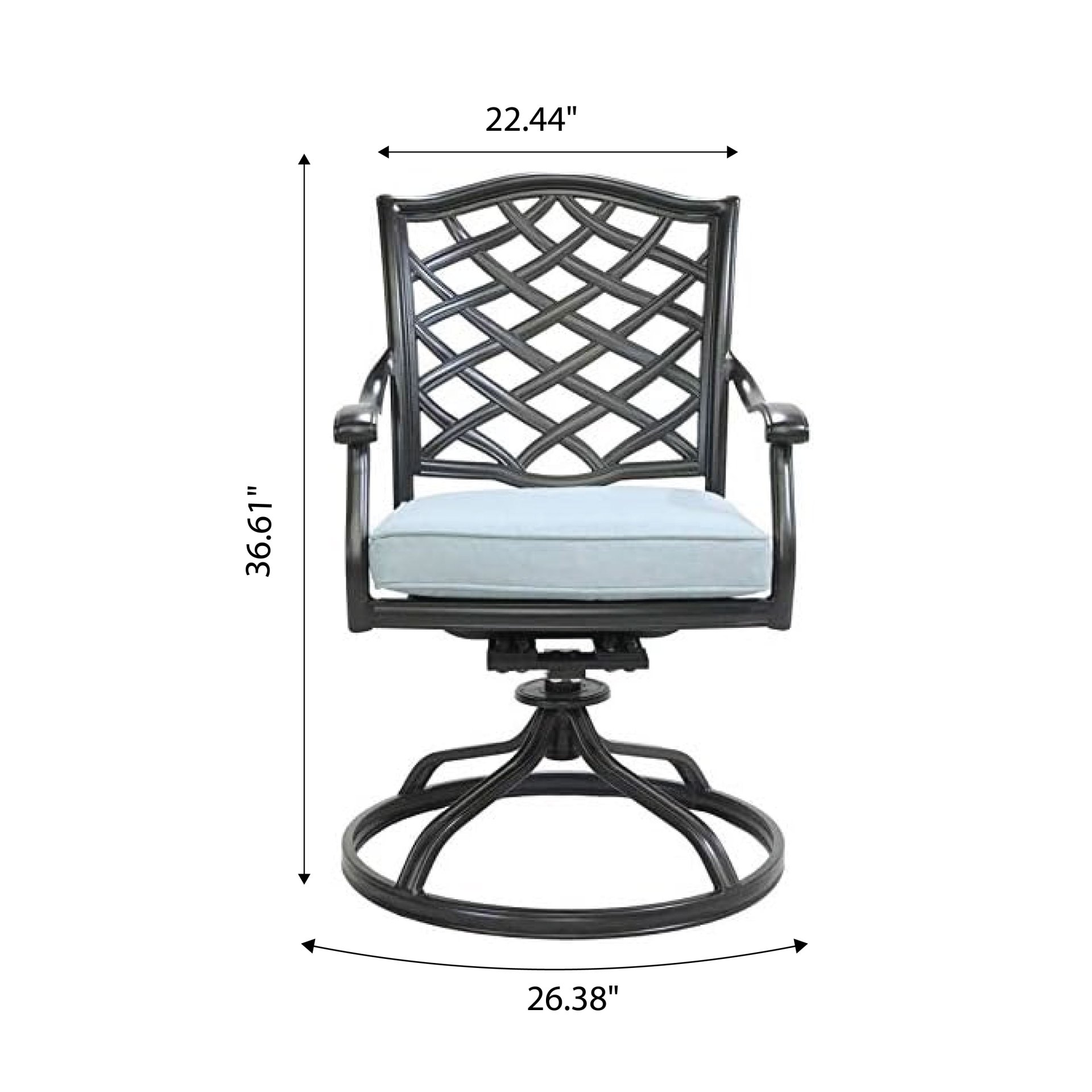 Dining Swivel Chair (Set of 2) - Light Blue - Image 3