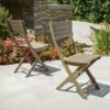 Outdoor Foldable Wood 2 Dining Chair With Slat Design - Gray - Image 9