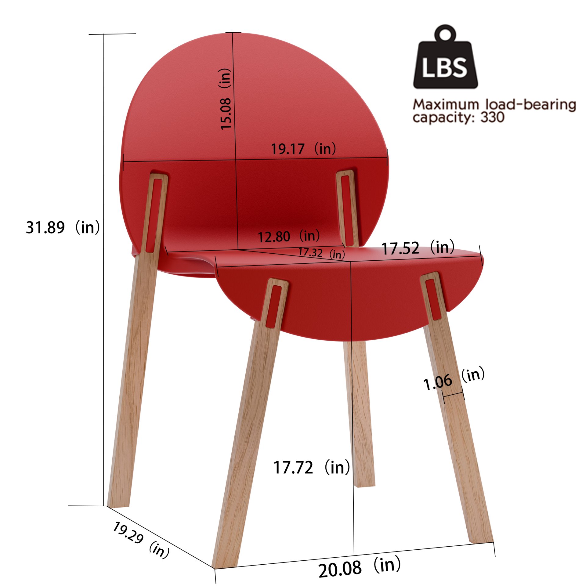 4 Piece Set Of Single Chairs With Table - Crimson Red / White - Image 12