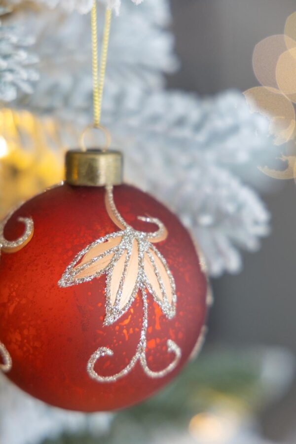 Christmas Ball Ornaments, Glass Decorative Hanging Ball Christmas Tree Ornaments For Holiday Party Decorations (Set of 12) - Red