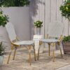 Outdoor Rattan And Aluminum Armless French Bistro Chairs (Set of 2) - Dark Gray - Image 5