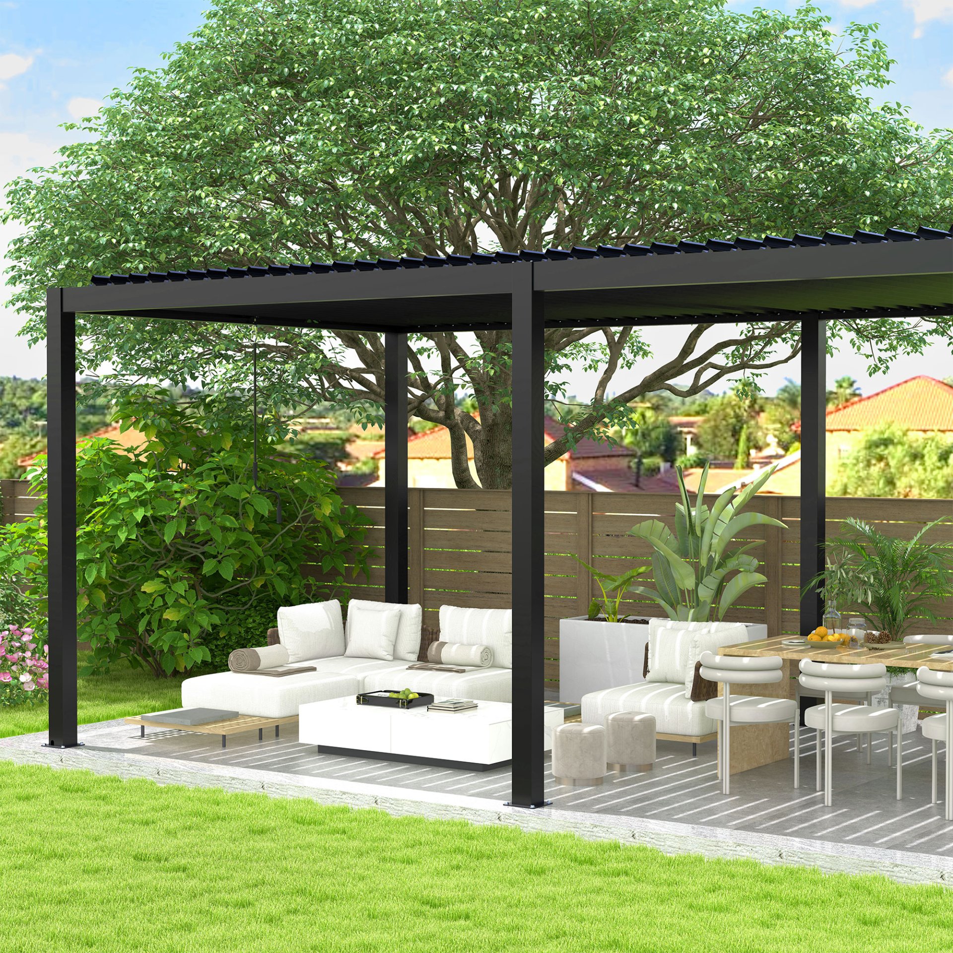 Louver Pergola Steel Louvers & Frame - Black - Image 4