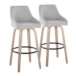 Hannah - Transitional Fixed Height Barstool With Swivel With Round Footrest (Set of 2) - Whitewashed / Gray