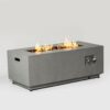 42" Propane Gas Fire Pit Table, 50000 Btu Rectangular Steel Fire Pit With Glass Wind Guard For Outside Patio Deck Garden Courtyard - Gray - Image 9