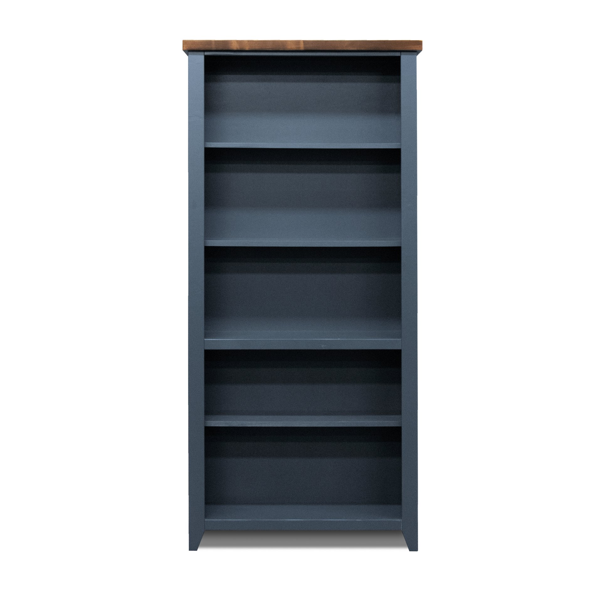 Nantucket - 5 Shelf Bookcase - Blue Denim, Whiskey - Image 4