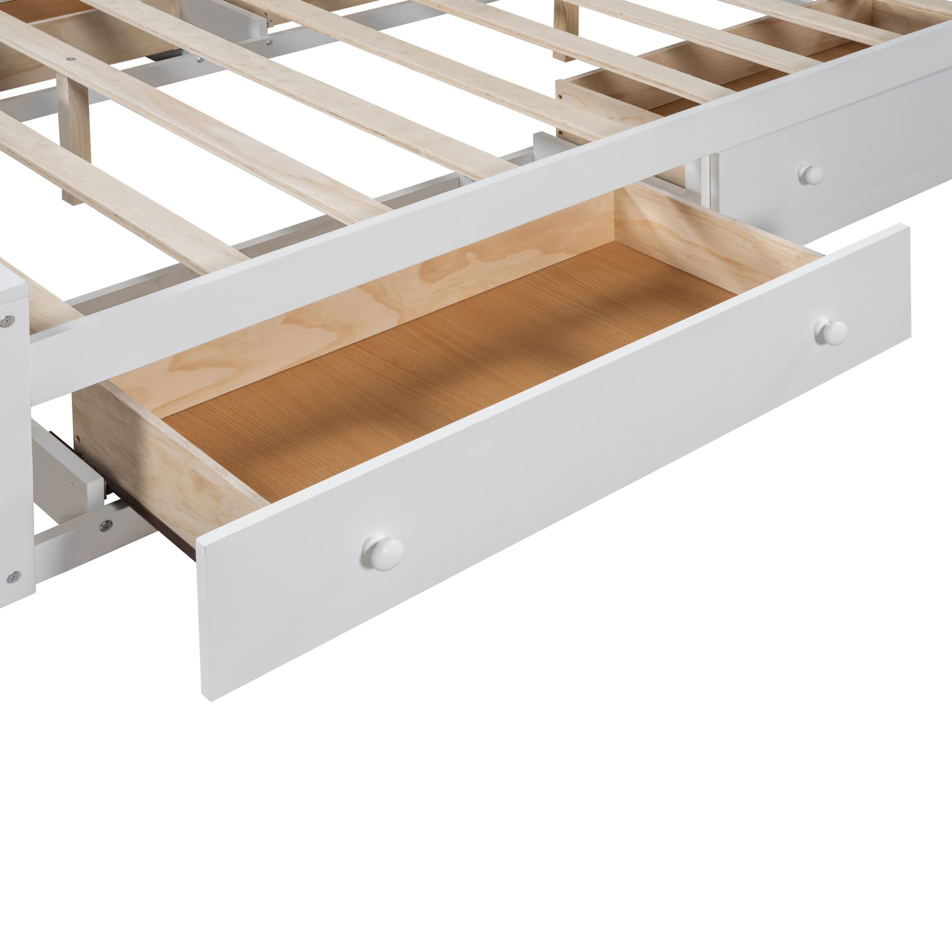 Queen Size Bed With All In One Cabinet, Shelf And Sockets - White - Image 14