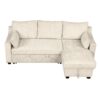 Pull Out Sleeper Sofa L-Shaped Couch Convertible Sofa Bed With Storage Chaise, Storage Racks And USB Ports - Beige - Image 12