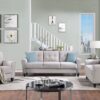 Modern Living Room Sofa Set Linen Upholstered Couch Furniture For Home Office - Light Gray - Image 3