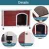 Medium Wooden Outdoor Dog House, Waterproof Roof, Elevated Floor, Adjustable Plastic Feet - Red - Image 3