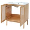 Bathroom Vanity Crafted From Natural Materials, Featuring Handmade Rattan Doors And Soft-Closing Mechanisms - Light Brown - Image 15