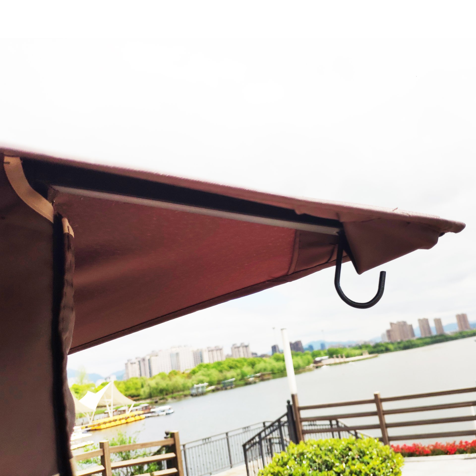 13 X 10 Ft Patio Gazebo Tent With Ventilated Double Roof And Mosquito Net - Brown - Image 15