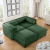 Stylish Modern Chenille 2 Seater Sofa With Ottoman Storage And Cylindrical Armrests - Green - Image 10