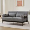 Modern Loveseat Sofa 59" Sofa Couch 2 Seater With USB Ports, Unique Cylindrical Armrests - Gray - Image 8