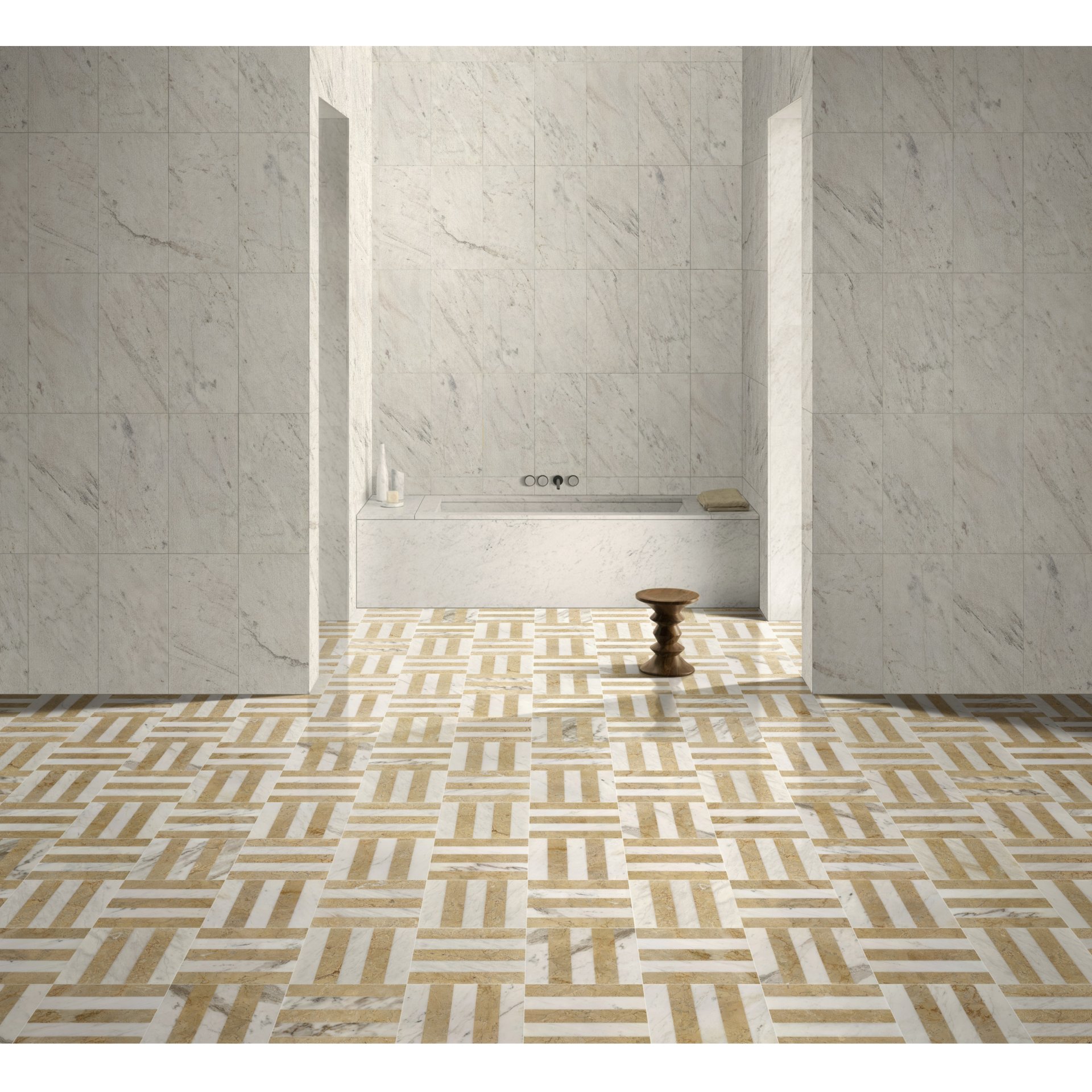 Elegant And Waterjet Polished Marble Tile For Floor And Wall Stone - White / Gold - Image 2