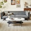 Contemporary Coffee Table Sintered Stone Surface With Ceramic Finish Double Layer Design Base Matte Shelf Modern Living Room Center Table - White / Gray - Image 4