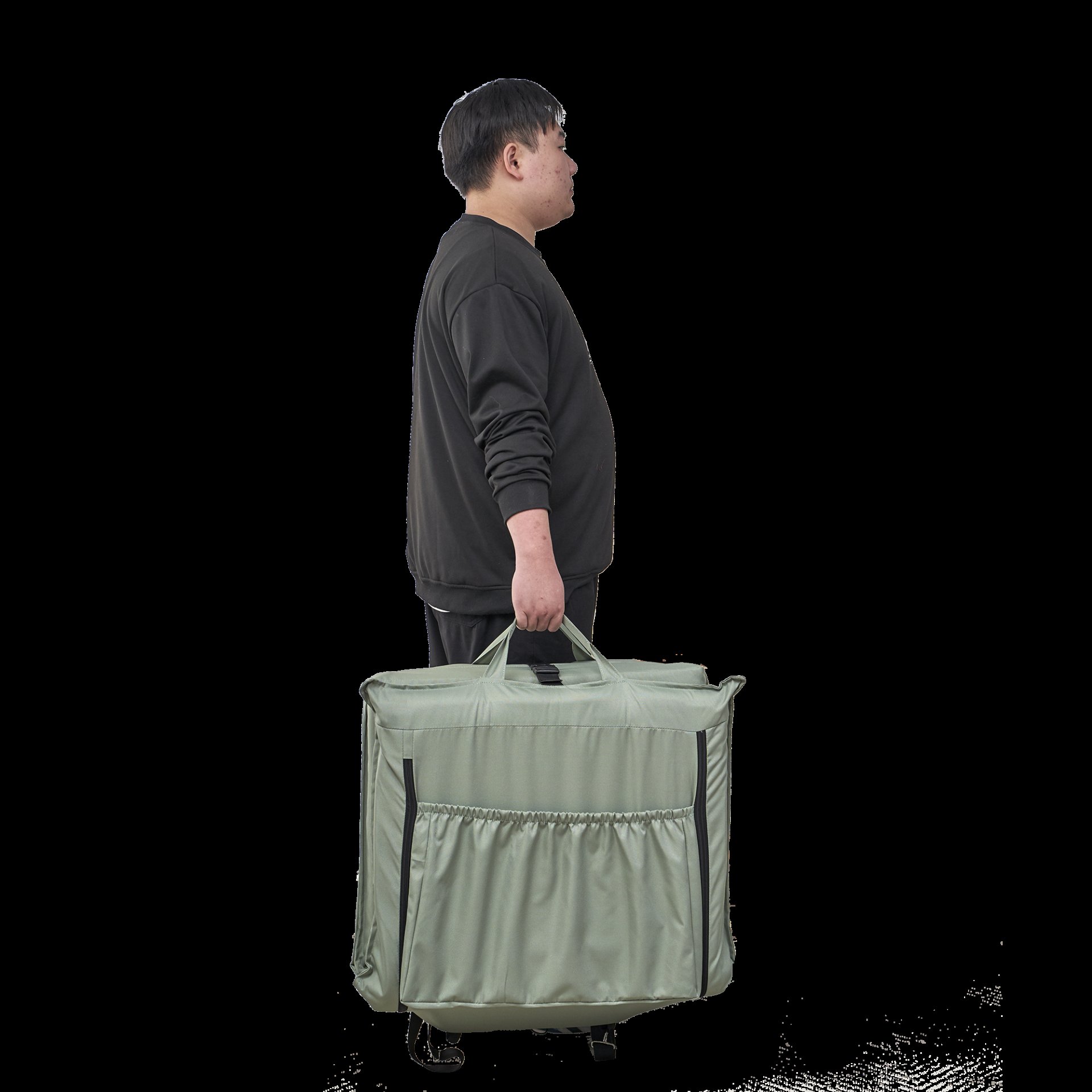 Foldable Portable Camping Chair With Carry Bag 14 Position Adjustable Recliner For Adults Cotton & Metal Frame For Outdoor Travel, Picnic, Or BBQ - Light Green - Image 14