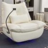 270 Swivel Glider Recliner Chair, Power Recliner Rocking Chair, USB Port Charge For Nursery Chair With Atmosphere Lamp For Living Room Bedroom Apartment - White - Image 5