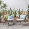 Outdoor Rattan Accent Chair With Metal Legs - Brown - Image 8