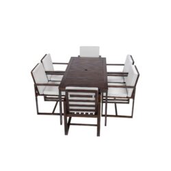 Patio Dining Set Outdoor Dining Table And Chair Set With And Removable Cushions For Patio, Backyard, Garden - Dark Brown
