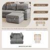 Chenille Modular Sectional Sofa, U Shaped Reversible Couch, Free Combination, 6 Seat Sleeper Sofa Bed With Ottoman, Convertible Oversized Indoor Furniture - Gray - Image 18