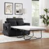 Twin Size Sofa Bed Sleeper Sofa Loveseat With Foldable Mattress, Side Table, Storage Pocket, USB Ports - Black - Image 7