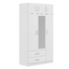 Modern 3 Door Mirror Wardrobe With 2 Drawers And Top Cabinet - White - Image 12