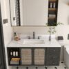 Elegant Marble Vanity Top, 43" Bathroom Vanity With Undermount Sink Sintered Stone, Bianco Carrara Venato - White - Image 15