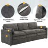 Cozy Upholstered 3 Seater Sofa Oversized Comfy Cloud Sofa Double Cushion 3 Seater Sofa Plush Cushion Sofa Couch For Living Room - Gray - Image 6