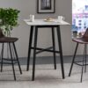 Modern Bar Height Dining Table, Rubberwood Legs And Laminate Table Top - Gray / Black - Image 2