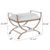 Nora - Bench With Bronze Metal Frame And Boucle Fabric Seat - White - Image 3