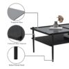 Rectangle Coffee Table With Tempered Glass Top, Modern Table For Living Room - Gray / Black - Image 6