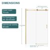 Modern Single Slide Shower Door With 8Mm Tempered Glass And Stainless Steel Frame - Gold - Image 3