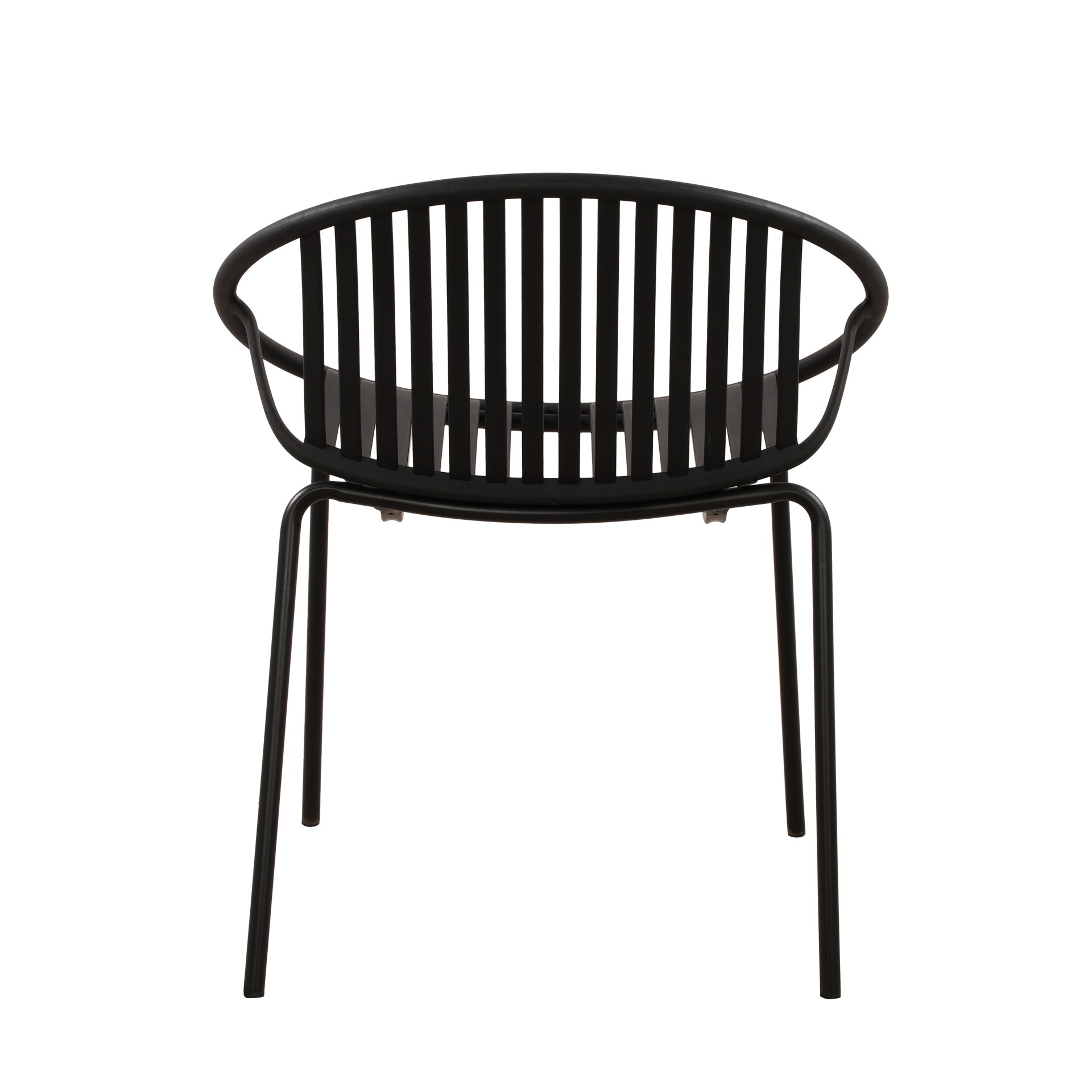 Modern Simple Art Style Patio Dining Chairs With Breathable Design, Metal Legs And Plastic Backrest (Set of 2) - Black - Image 12