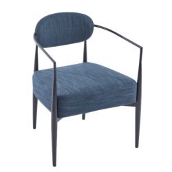 Mid Century Modern Upholstered Accent Armchair With Pocket Spring Seat - Black / Navy Blue